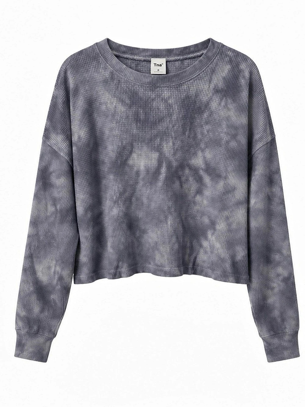 Free People Tie-Dye Cropped Long Sleeve Top in Gray Like New